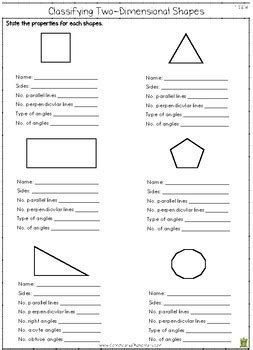 classifying 2 dimensional shapes worksheets